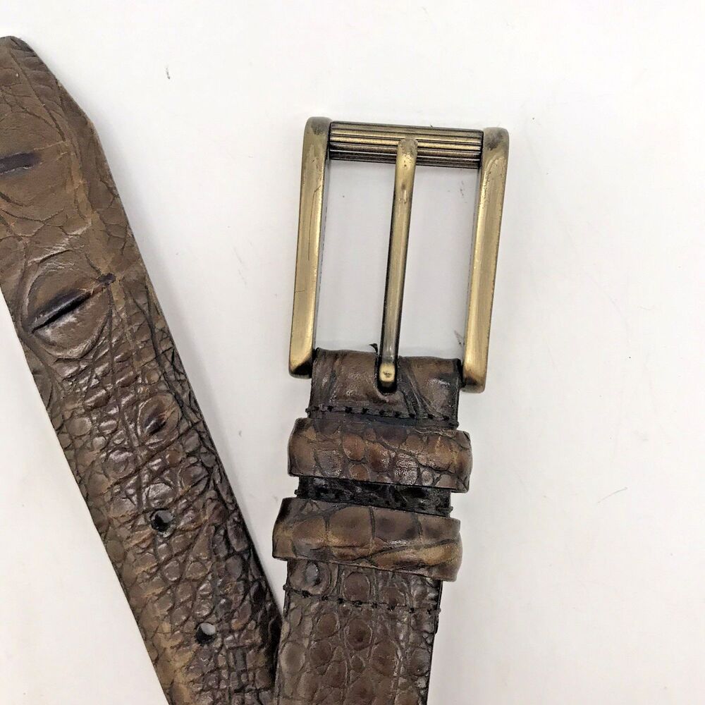 Tulliani Croc Embossed Italian Calfskin Belt Men's 46 Brown Roller Belt 2103 USA - Picture 11 of 16